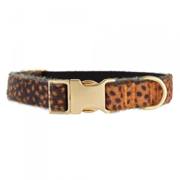 Top Paw Cheetah Dog Collar Calf Hair Velvet Felt Fabric sz Small NWT - Picture 1 of 12